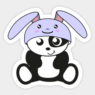 Panda, sweet panda in rabbit costume Sticker